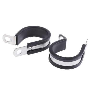 JCS Hi-Torque 304 Stainless Steel 29 mm ID Black Rubber Coated P-Clip PCSR29RS