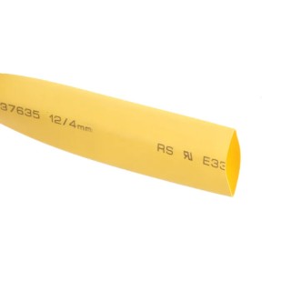 RS PRO Heat Shrink Tubing Yellow 12 mm Sleeve Diameter 4 m Length 3:1 Shrink Ratio Polyolefin Flame Retardant 700-4481