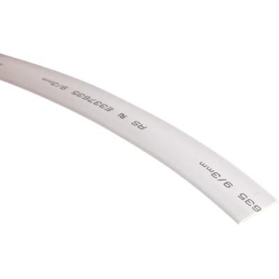 RS PRO Heat Shrink Tubing White 9 mm Sleeve Diameter x 5 m Length Polyolefin Flame Retardant 3:1 Ratio 700-4551