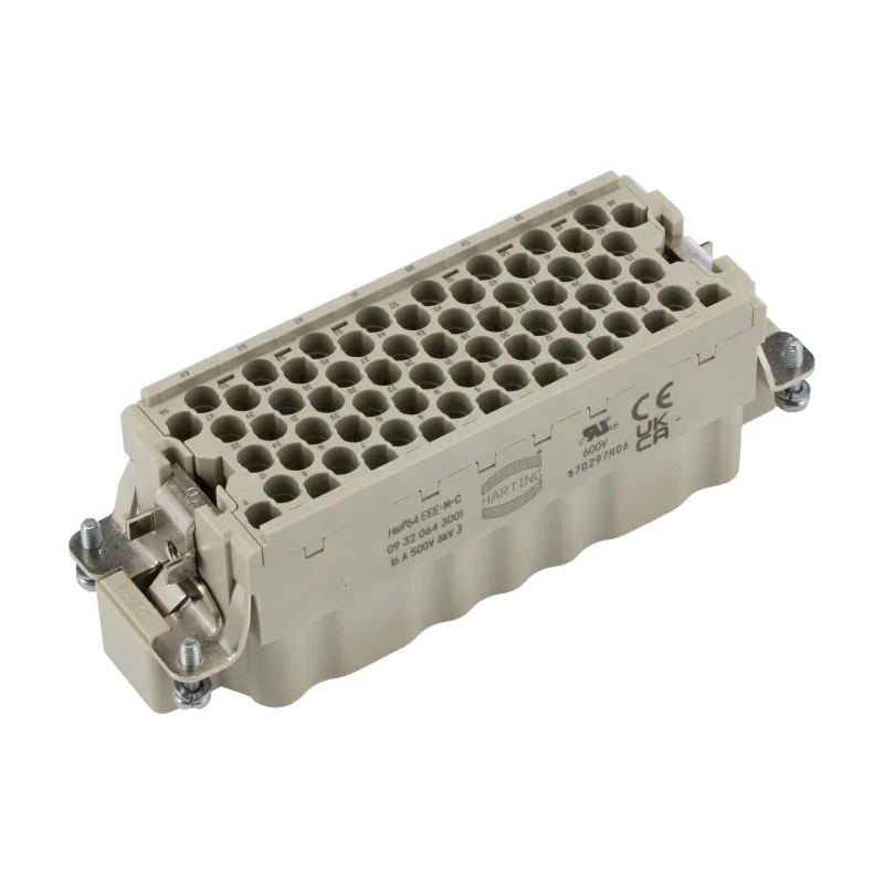 HARTING Heavy Duty Power Connector Insert 16A 500V Han EEE Series Male 65 Contacts 09320643001