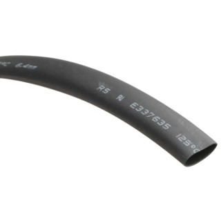 RS PRO Black 6.4 mm Polyolefin Heat Shrink Tubing 8m Length 2:1 Ratio 700-4646