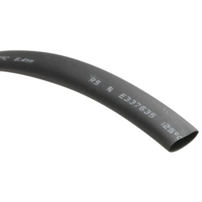 RS PRO Black 6.4 mm Polyolefin Heat Shrink Tubing 8m Length 2:1 Ratio 700-4646