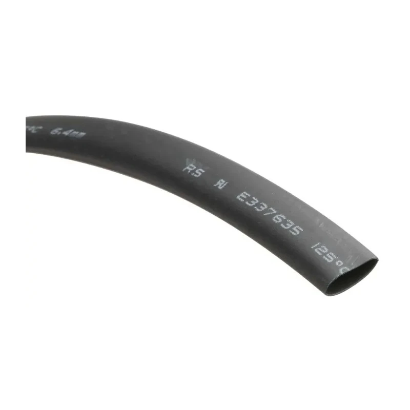 RS PRO Black 6.4 mm Polyolefin Heat Shrink Tubing 8m Length 2:1 Ratio 700-4646
