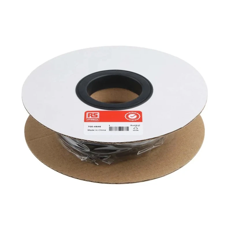 RS PRO Black 6.4 mm Polyolefin Heat Shrink Tubing 8m Length 2:1 Ratio 700-4646