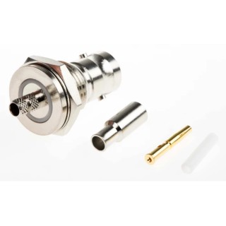 Amphenol RF BNC Series Coaxial Connector Panel Mount Female BNC, 50 Ω, Straight Body Crimp B6721E1-NT3G-5-50