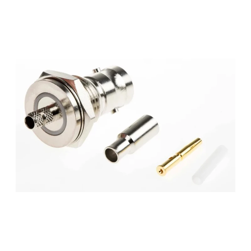 Amphenol RF BNC Series Coaxial Connector Panel Mount Female BNC, 50 Ω, Straight Body Crimp B6721E1-NT3G-5-50