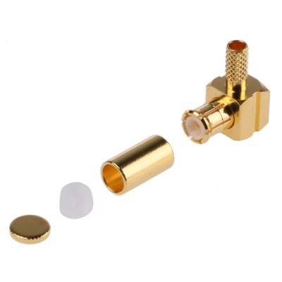 IMS Amphenol RF MCX Series Coaxial Connector Cable Male MCX, 50 Ω, Right Angle Body Crimp MCX1112A1-3GT30G-5-50