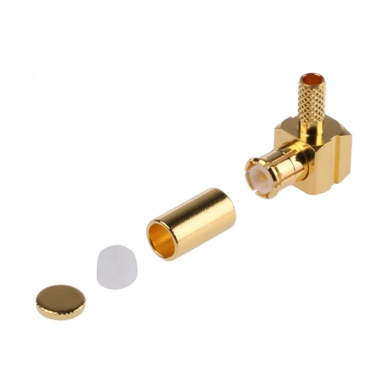 IMS Amphenol RF MCX Series Coaxial Connector Cable Male MCX, 50 Ω, Right Angle Body Crimp MCX1112A1-3GT30G-5-50