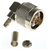 Amphenol RF N Type Series Coaxial Connector Cable Male N Connector, 50 Ω, Right Angle Body Crimp N1112B1-001-NT3G-1-50