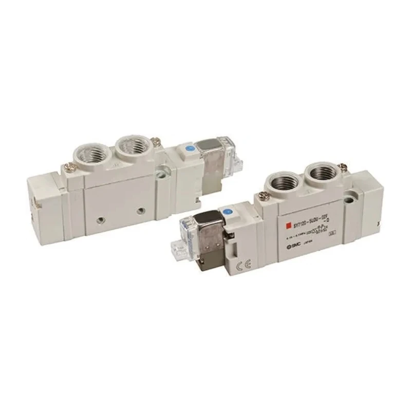 SMC Pneumatic 5 Port Solenoid Valve G 1/4 One-Touch Fitting Pilot Actuation 24V DC Die Cast Aluminium Body SY7000 