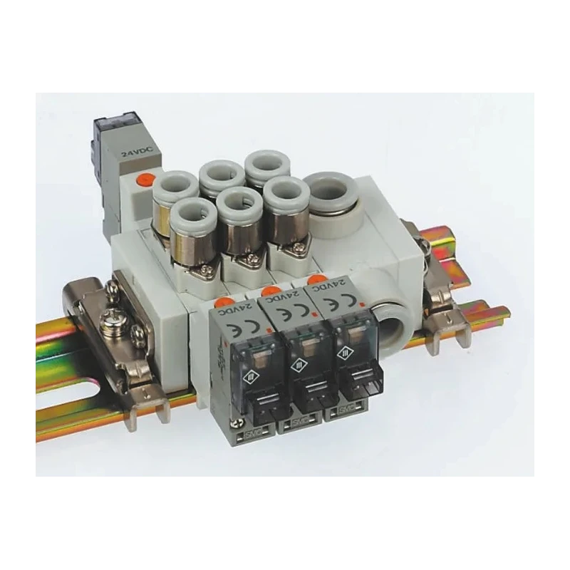 SMC Pneumatic Solenoid Valve, Spool 5 Port, Base Body Ported, 24V DC, 0.7 MPa SY5000