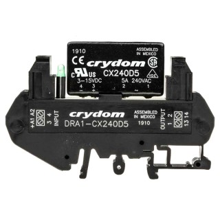Crydom Solid State Interface Relay 5A Current Rating 3-15V DC Control Voltage 380V AC DIN Rail Screw DRA1-CX