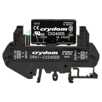 Crydom Solid State Interface Relay 5A Current Rating 3-15V DC Control Voltage 380V AC DIN Rail Screw DRA1-CX