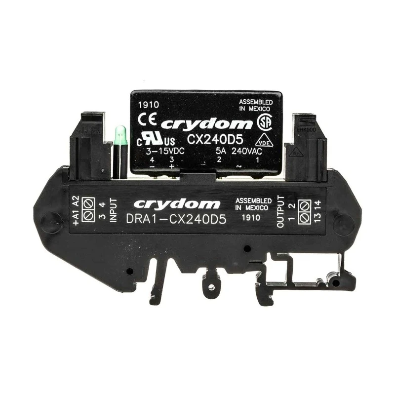 Crydom Solid State Interface Relay 5A Current Rating 3-15V DC Control Voltage 380V AC DIN Rail Screw DRA1-CX