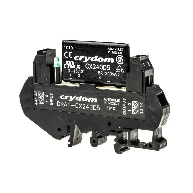 Crydom Solid State Interface Relay 5A Current Rating 3-15V DC Control Voltage 380V AC DIN Rail Screw DRA1-CX