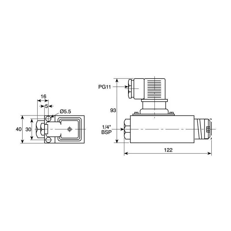 Bosch Rexroth Pressure Switch NC 2 bar to 50 bar 250V AC 2A Port Size 1/4 in R901102754