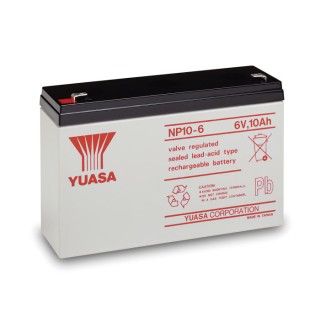 Yuasa 6 V Faston F1 Sealed Lead Acid Battery 10 Ah VRLA AGM 50mm x 97.5mm NP10-6RS