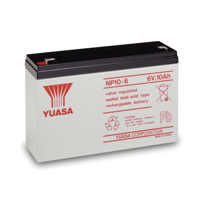Yuasa 6 V Faston F1 Sealed Lead Acid Battery 10 Ah VRLA AGM 50mm x 97.5mm NP10-6RS