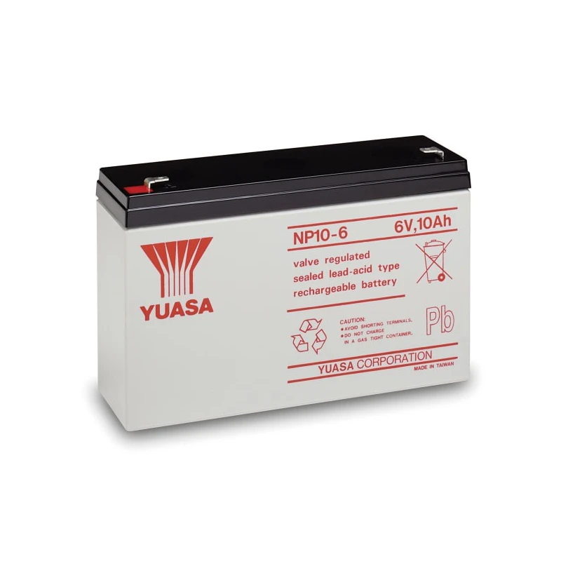 Yuasa 6 V Faston F1 Sealed Lead Acid Battery 10 Ah VRLA AGM 50mm x 97.5mm NP10-6RS