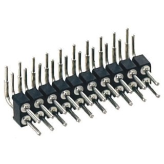 Preci-Dip 802 Series Right Angle Through Hole Pin Header, 10 Contact, 2.54 mm Pitch, 2 Row, Unshrouded 802-80-010-20-001101