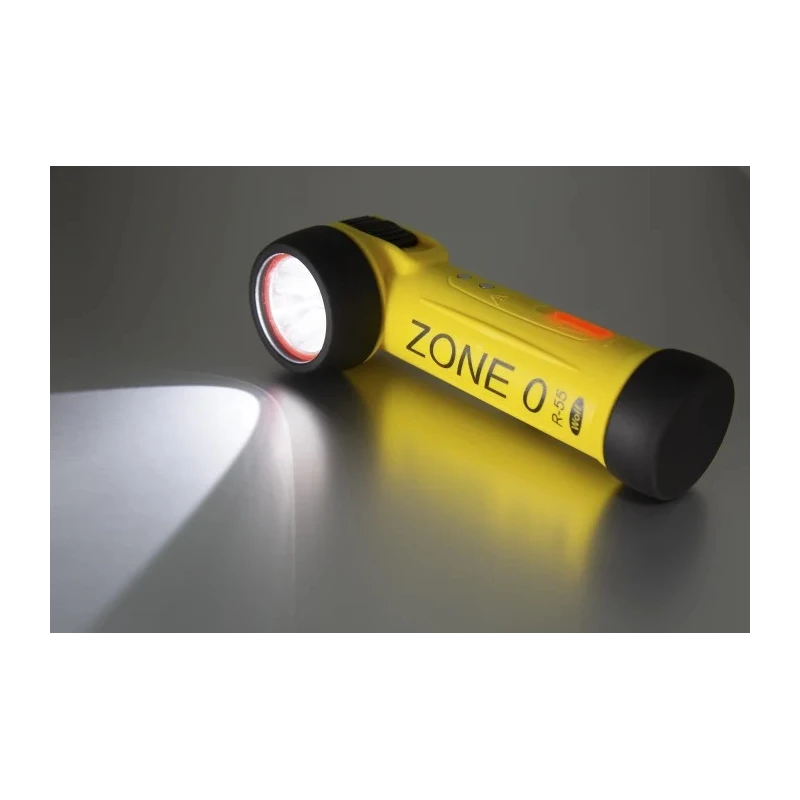 Wolf Safety ATEX IECEx Certified Rechargeable LED Torch Yellow 80 lm, Spot Beam 5m, 195 mm R-55H