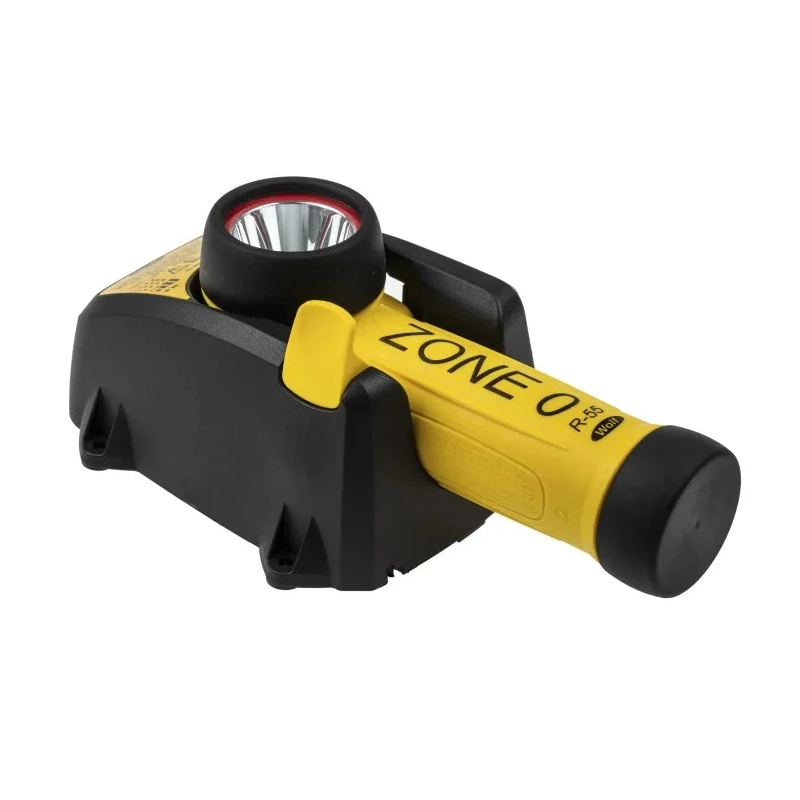 Wolf Safety ATEX IECEx Certified Rechargeable LED Torch Yellow 80 lm, Spot Beam 5m, 195 mm R-55H