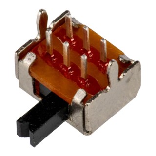 KNITTER-SWITCH PCB Slide Switch DPDT Latching 100mA Silver over Nickel Plated Copper Alloy MFP213N-RA