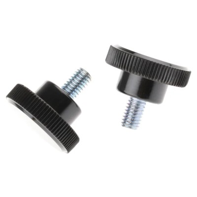 RS PRO Black Zwitterionic Polysaccharides Polyamide 66 Knurled Clamping Knob Threaded Stud 26 mm Diameter 10 mm 702-7548