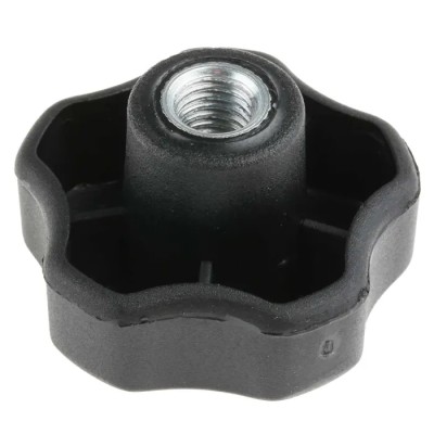 RS PRO Black Polypropylene Multiple Lobes Clamping Knob M10 Threaded Through Hole 50 mm Diameter 702-7620