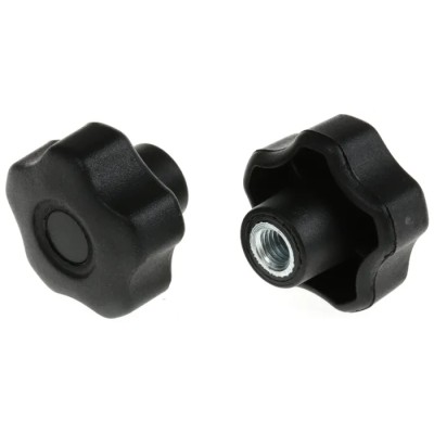 RS PRO Black Polypropylene Multiple Lobes Clamping Knob M8 Threaded Hole 40 mm Diameter 702-7598
