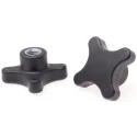RS PRO Black Thermoplastic 4-Arm Clamping Knob M12 Threaded Hole 29mm Thread Length 60 mm Diameter 702-7721