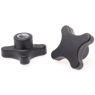 RS PRO Black Thermoplastic 4-Arm Clamping Knob M12 Threaded Hole 29mm Thread Length 60 mm Diameter 702-7721