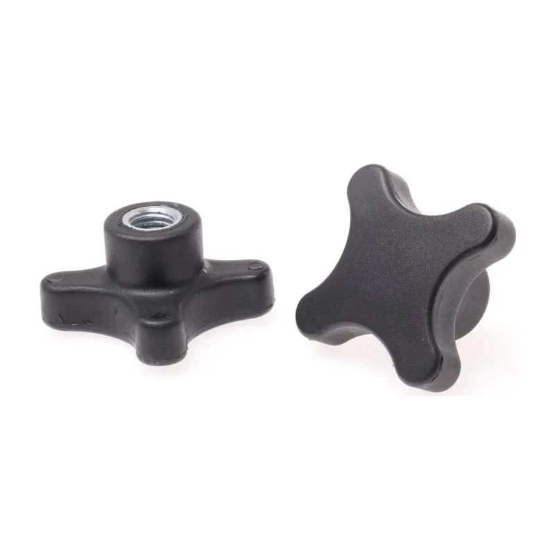 RS PRO Black Thermoplastic 4-Arm Clamping Knob M12 Threaded Hole 29mm Thread Length 60 mm Diameter 702-7721