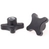 RS PRO Black Thermoplastic 4-Arm Clamping Knob M12 Threaded Hole 29mm Thread Length 60 mm Diameter 702-7721