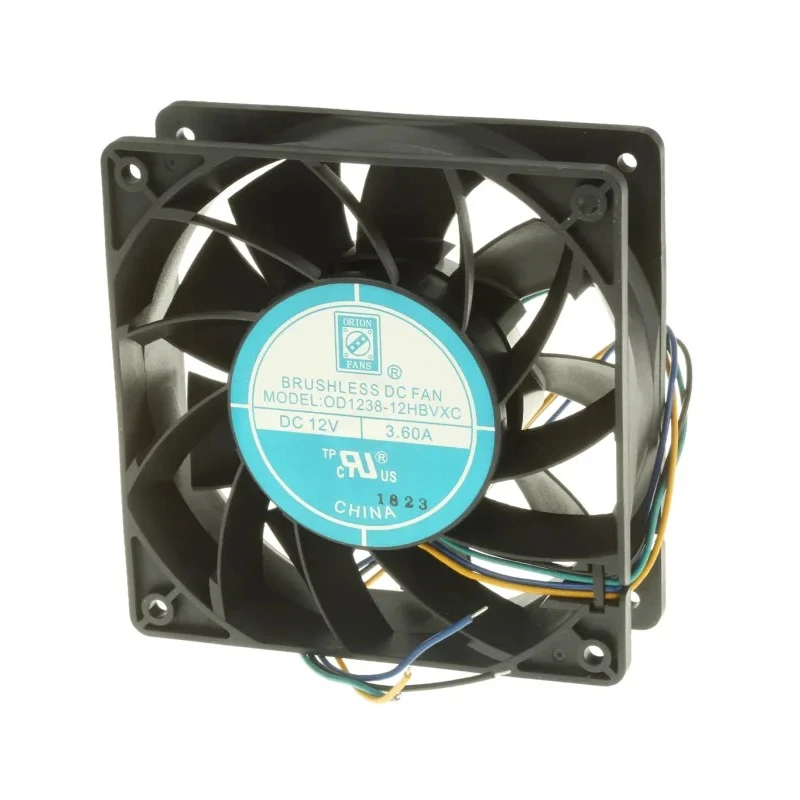 RS PRO Axial Fan 12V DC 383.9 m³/h Airflow 43.2 W Power 3.6 A 120 mm Square Frame 5000 RPM 38 mm Depth 703-3460