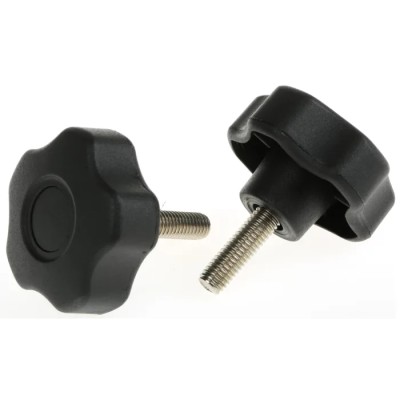 RS PRO Black Polypropylene Multiple Lobes Clamping Knob M8 Threaded Stud 50 mm Diameter 702-7645