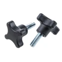 RS PRO Black 4-Arm Clamping Knob M8 Threaded Stud 40 mm Diameter 20mm Thread Length 702-7695