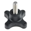 RS PRO Black Polypropylene 4-Arm Clamping Knob Threaded Stud M10 x 25mm 60 mm Diameter 702-7746