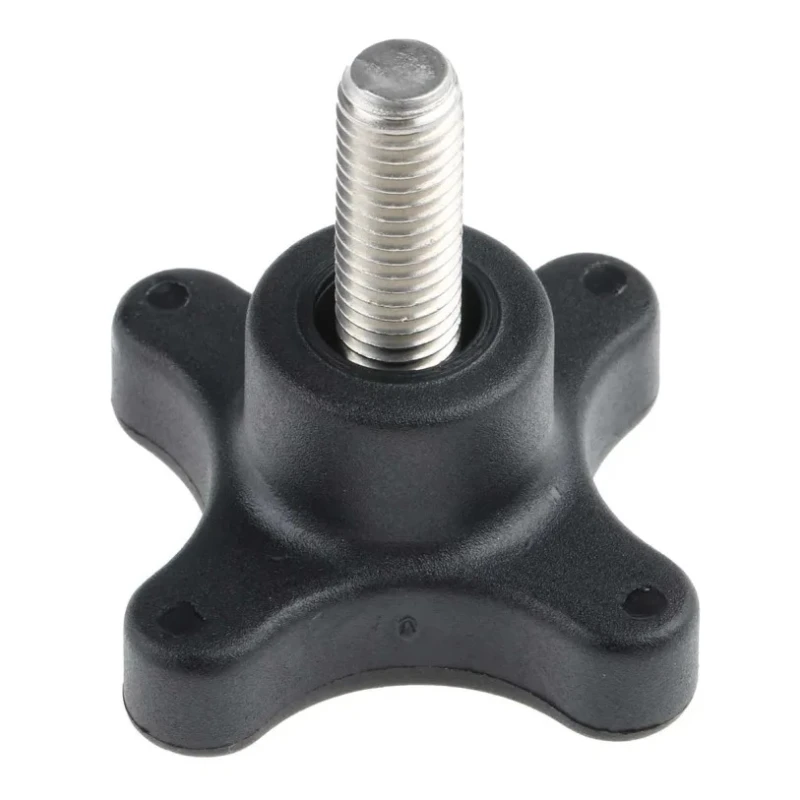 RS PRO Black Polypropylene 4-Arm Clamping Knob Threaded Stud M10 x 25mm 60 mm Diameter 702-7746