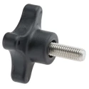 RS PRO Black Polypropylene 4-Arm Clamping Knob Threaded Stud M10 x 25mm 60 mm Diameter 702-7746