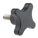 RS PRO Black Polypropylene 4-Arm Clamping Knob Threaded Stud M10 x 25mm 60 mm Diameter 702-7746