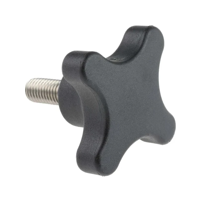 RS PRO Black Polypropylene 4-Arm Clamping Knob Threaded Stud M10 x 25mm 60 mm Diameter 702-7746