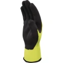 Delta Plus APOLLON VV733 Black Fluorescent Yellow Polyester Work Gloves Size 7 Latex Coating VV733
