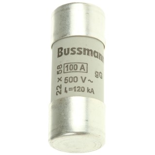 Eaton 100A Ceramic Cartridge Fuse 22 x 58 mm 500V AC Breaking Capacity 120 kA C22G100