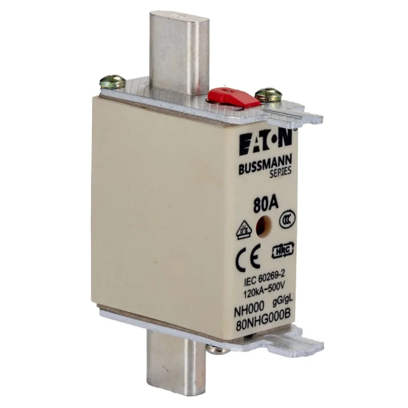 Eaton 80A Centred Tag Fuse NH000 500V AC Dual Indication High Rupture Capacity NH000 