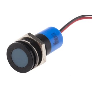 RS PRO Blue Panel Mount Indicator 24V DC 20mA Lead Wire Termination IP67 Flush Bezel 703-9002