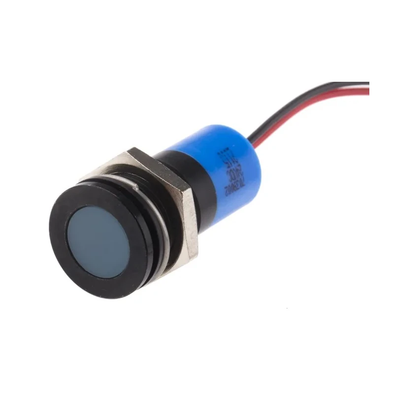RS PRO Blue Panel Mount Indicator 24V DC 20mA Lead Wire Termination IP67 Flush Bezel 703-9002