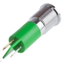 RS PRO Green Panel Mount Indicator with 36V DC and 6V DC Voltage, 20mA Current, Solder Tab Termination, IP67 703-9049