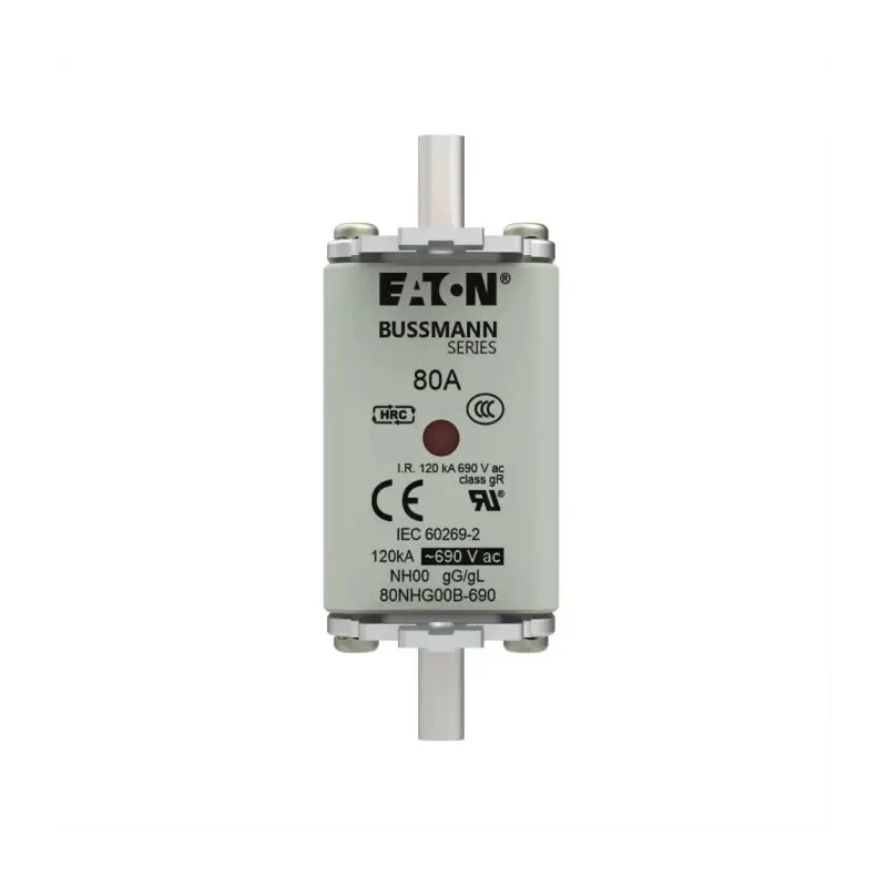 Eaton 80A Centred Tag Fuse NH00 690V AC High Rupture Capacity Reliable Dual Indicator System 