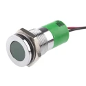 RS PRO Green Panel Mount Indicator, 36V DC and 6V DC, 20mA Current, Lead Wire Termination, IP67 Sealed Flush Bezel 703-9070